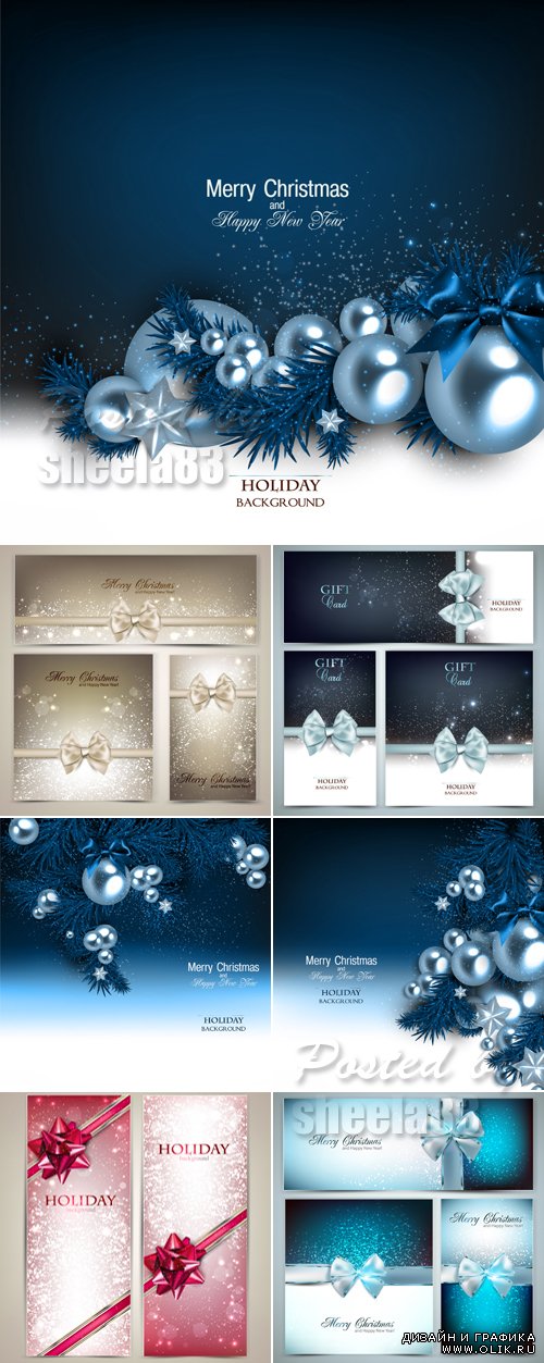 Christmas Holiday Cards Vector