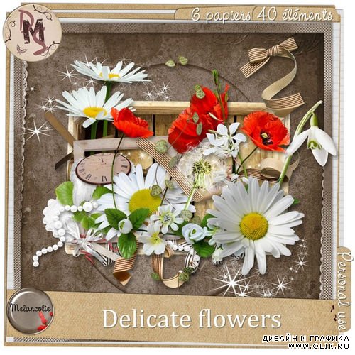 Цветочный скрап-комплект - Нежные цветы