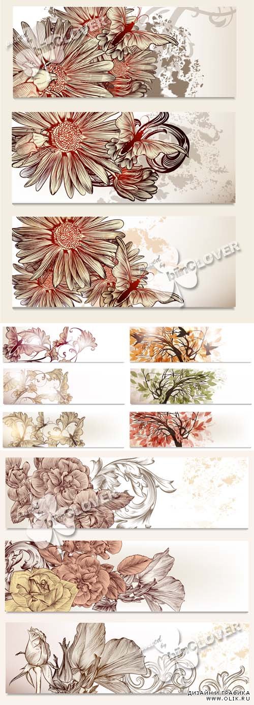 Banners with floral elements 0529