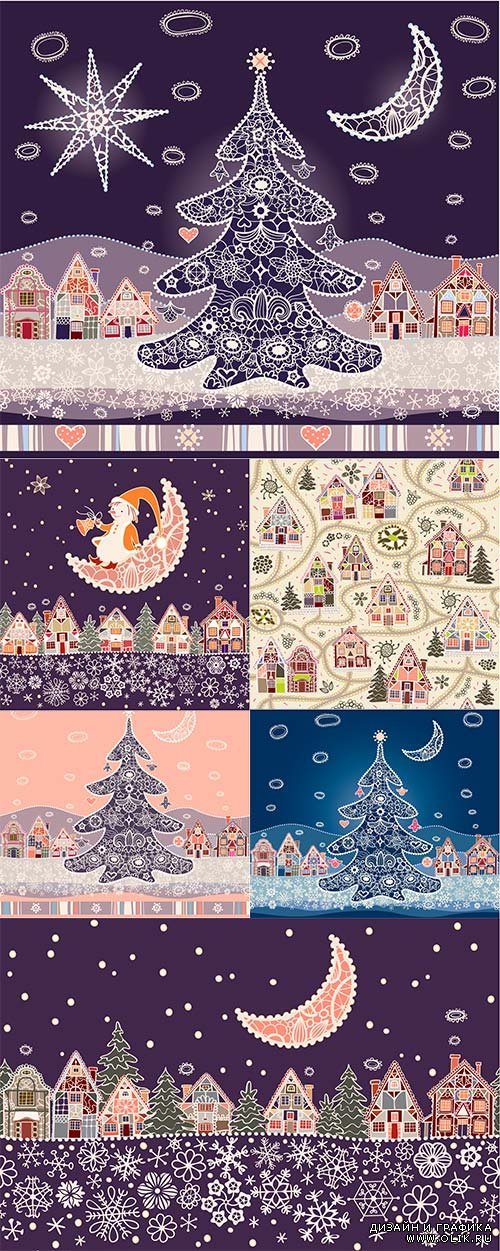 Christmas trees and fairy house - Новогодние сказочные дома и ели