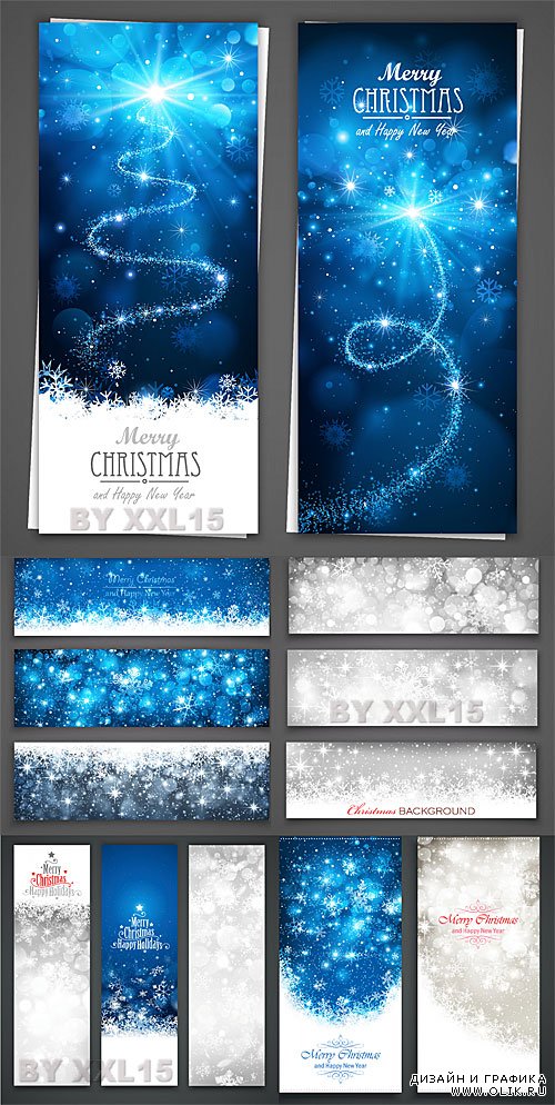 Christmas banners with snowflakes