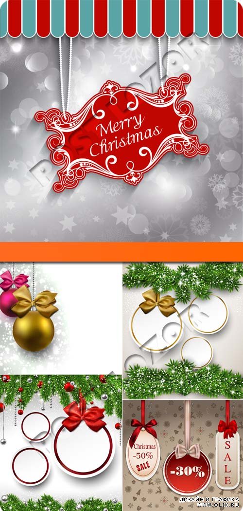 Рождественские ценники 2 | Christmas tags vector 2