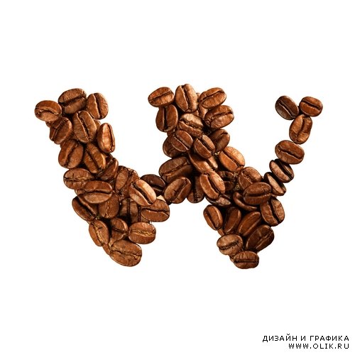 Растровый клипарт - Буквы и числа из кофе
