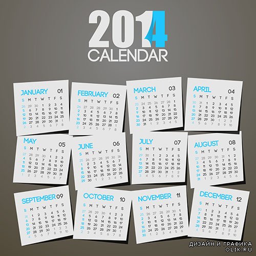 Календари 2014 в векторе 2