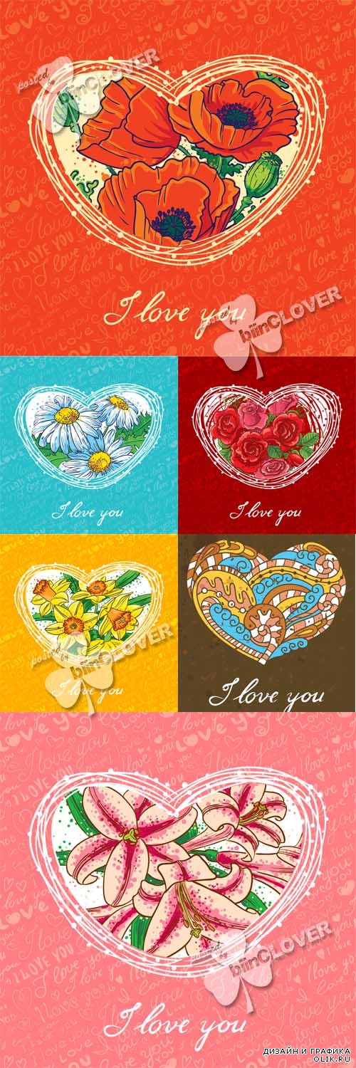 Cards with floral heart 0551