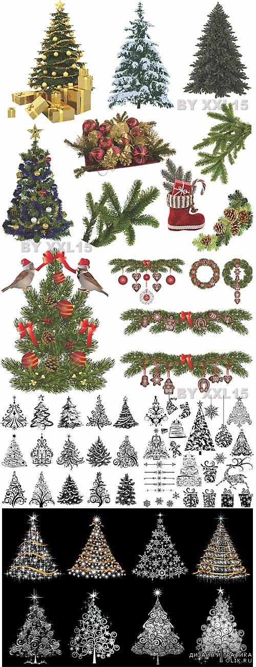 Christmas trees and decorations