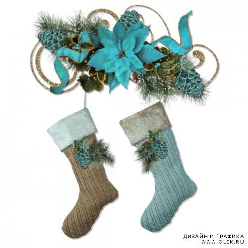 Рождественские башмачки и носочки - клипарт на прозрачном фоне