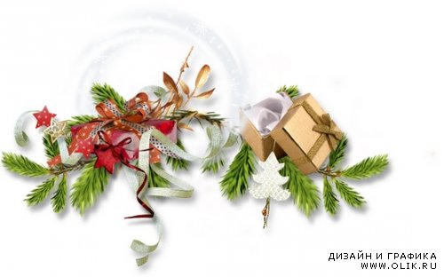Праздничные кластеры -  новогодние и рождественские композиции на прозрачном фоне