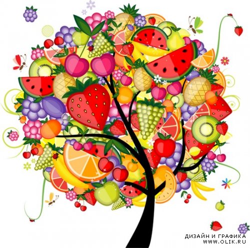 Витаминный клипарт -  ягоды и фрукты на прозрачном фоне