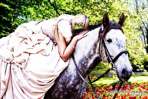 Шаблон для фотошопа - Поездка на лошади