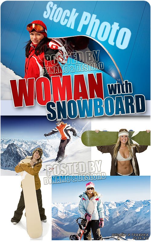 Девушка на сноуборде - Растровый клипарт