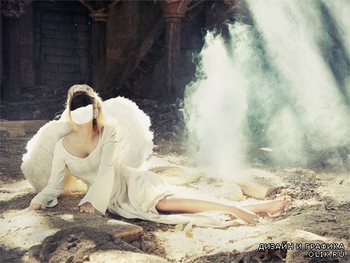 PSD шаблон - Ангел с крыльями упала с небес 