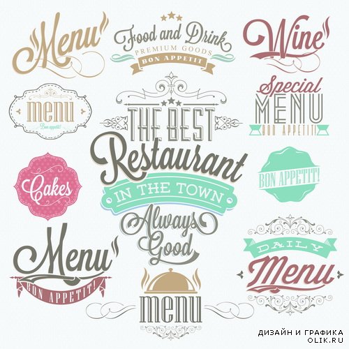 Ретро дизайн для ресторанов в векторе 2