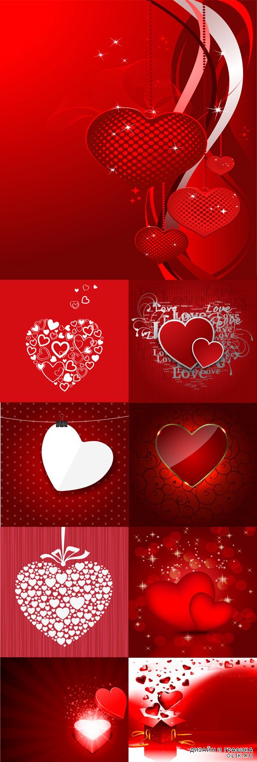 Hearts on a red background 2 - Сердца на красном фоне 2