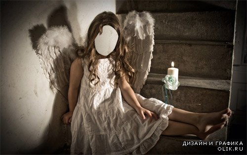  Шаблон для фотомонтажа - Девочка ангел с крыльями 