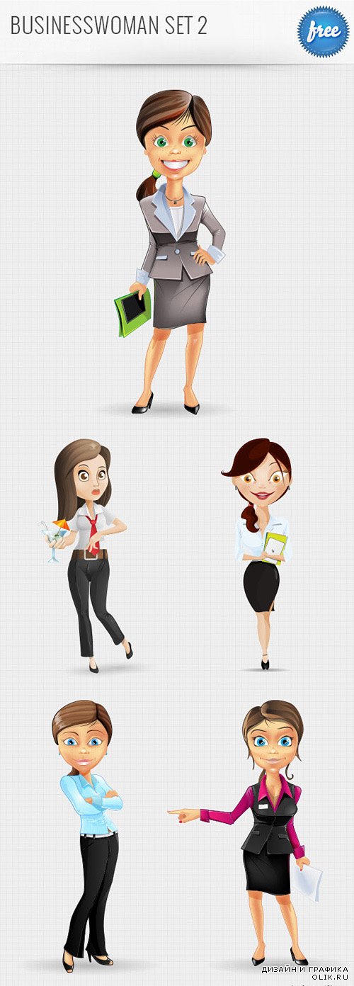 Businesswoman Characters Set 2 - PSD Layered