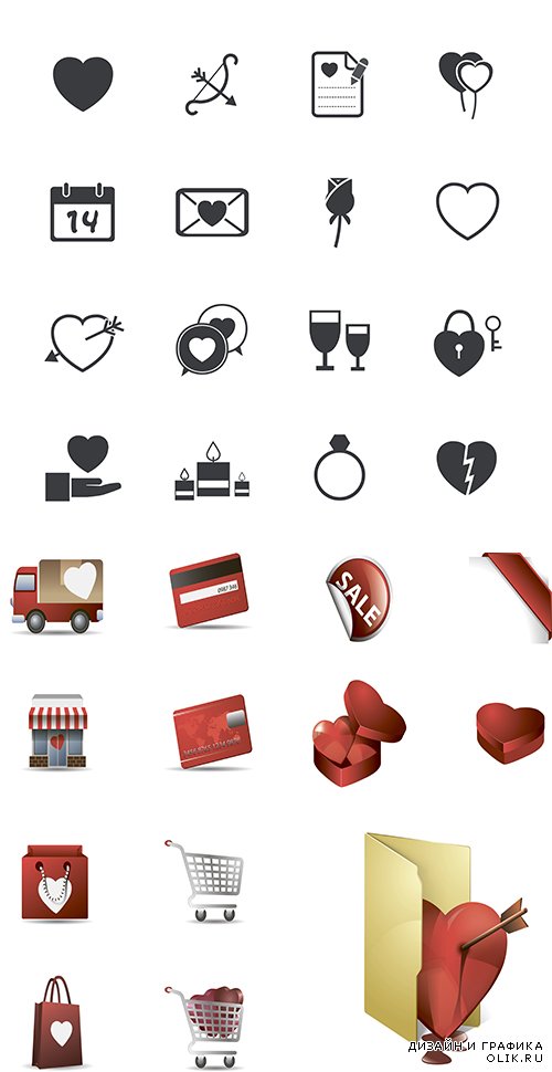 Vector Icons Valentine's Day - Векторные иконки в день Святого Валентина