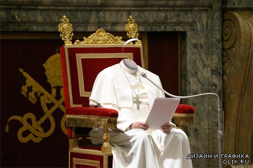  Шаблон для фото - Папа римский на кресле дает наставления 
