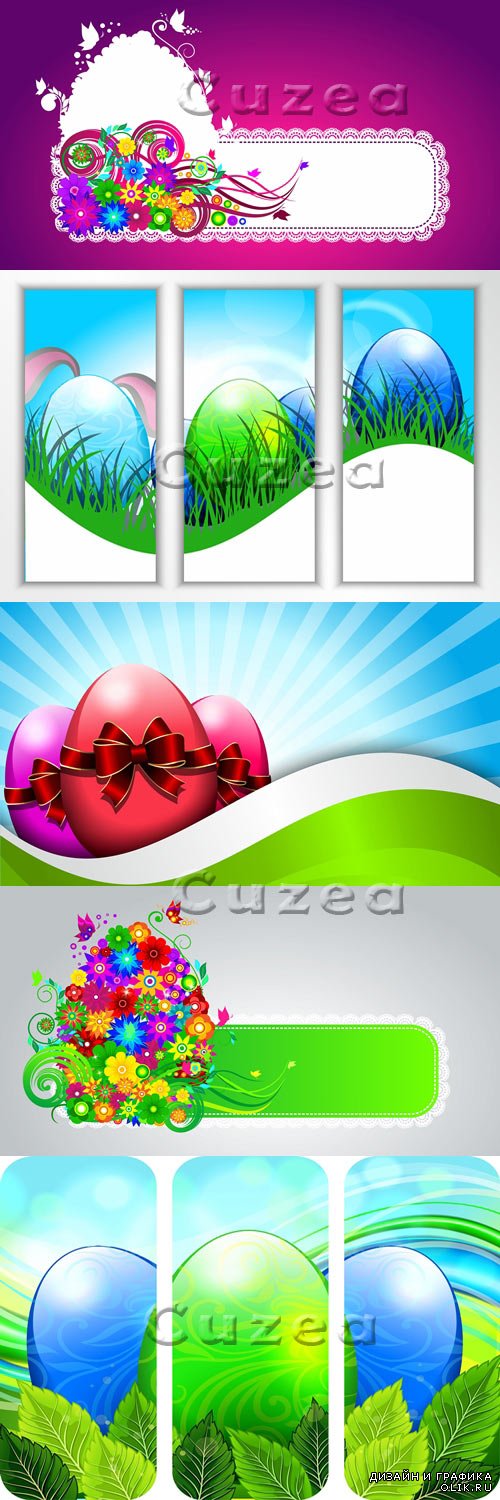 Vector - Easter eggs on colored backgrounds