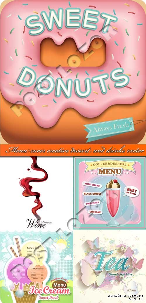 Меню обложка креативный дизайн десерт и напитки | Menu cover creative dessert and drinks vector