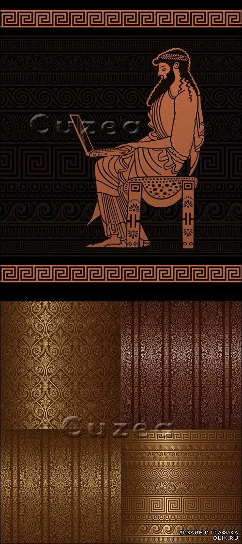 Vector - Vintage dark backgrounds and ornaments