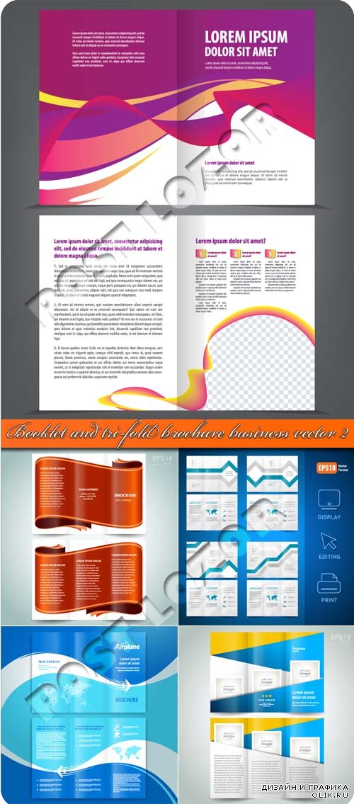 Буклет и брошюра из трёх страниц 2 | Booklet and tri-fold brochure business vector 2