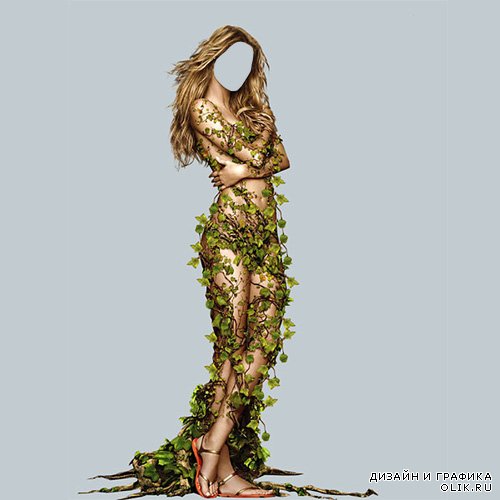  Шаблон для девушек - Мисс весна в листьях 