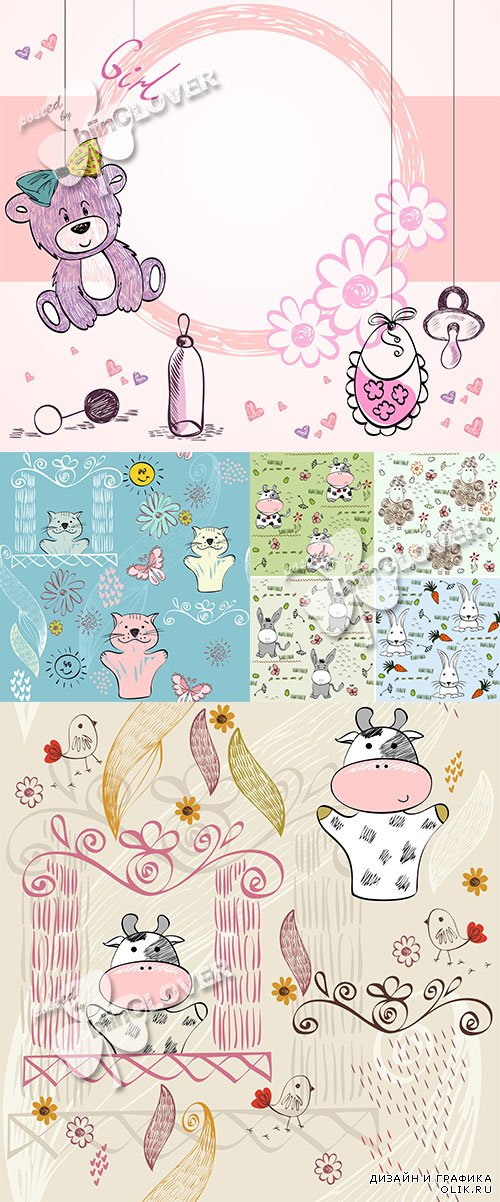 Cute cards with cartoon animals 0576