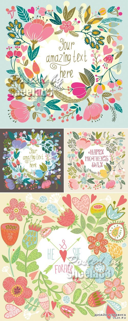 Cute Floral Patterns Vector 2