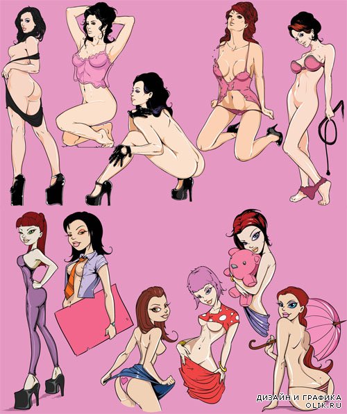Pinup Girls Vector Clipart