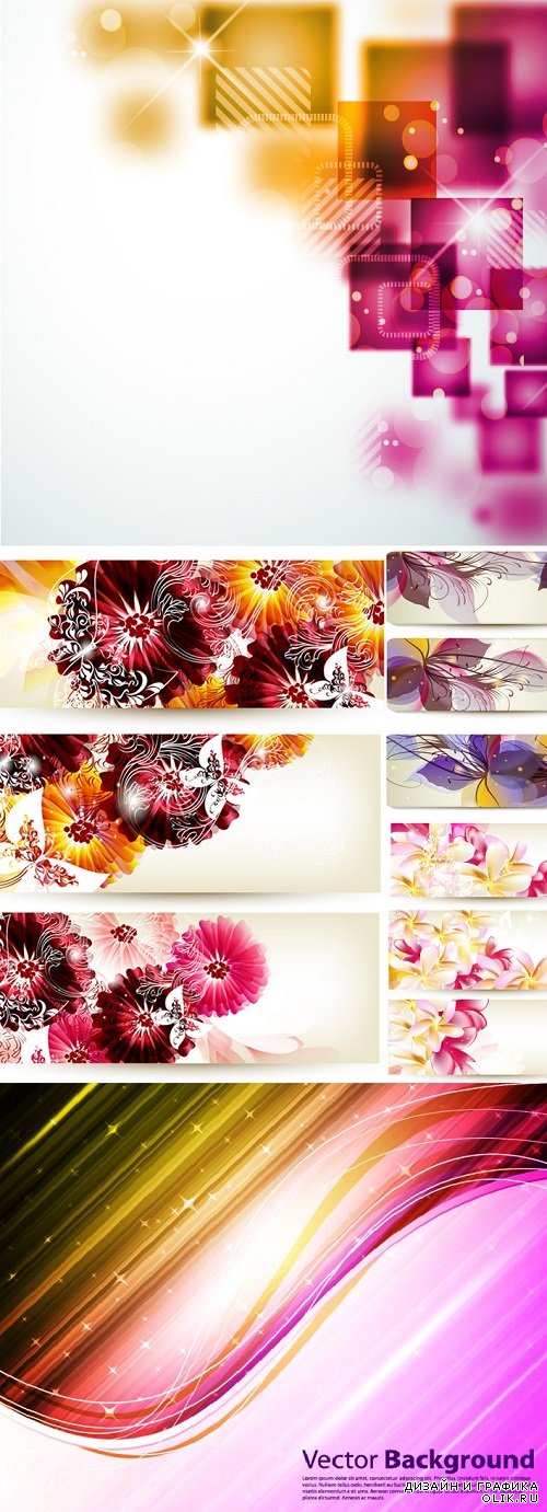 Vector - Abstract Backgrounds with flowers