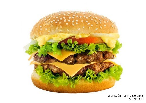 Фаст фуд: Гамбургер и чизбургер (клипарт на белом фоне)