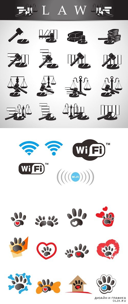 Vector - Court law icons and wi fi