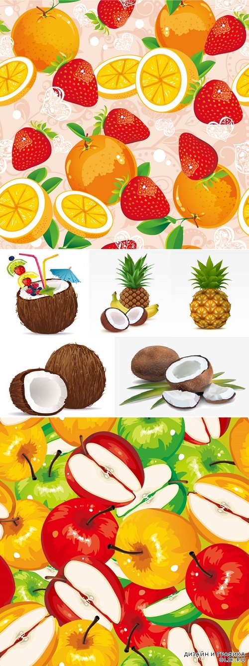 Vector - Tropical fruits and backgrounds