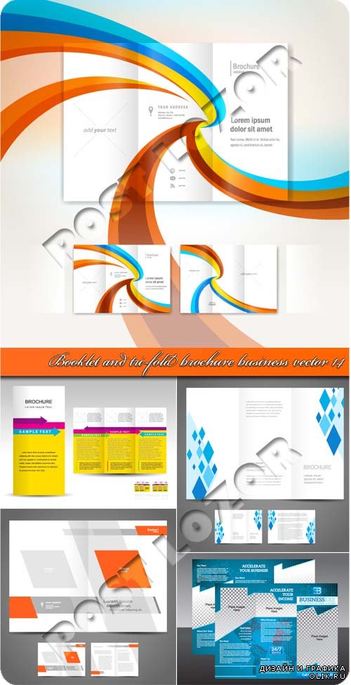 Буклет и брошюра из трёх страниц 14 | Booklet and tri-fold brochure business vector 14
