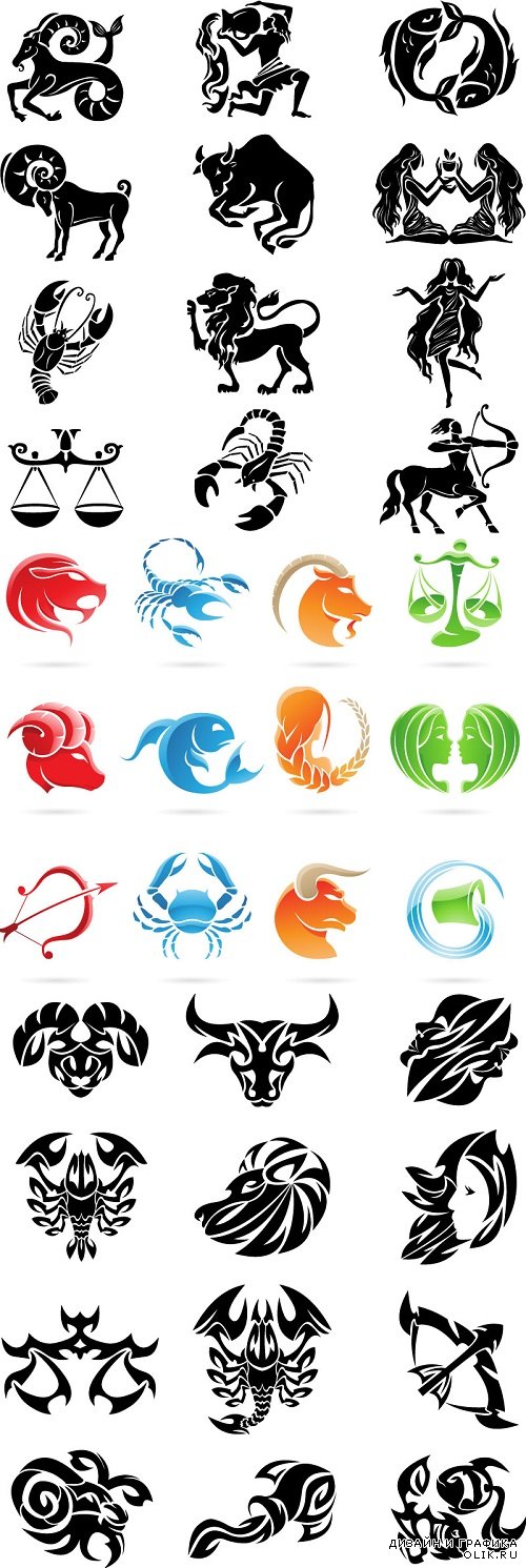 Vector - 36 Beautifuly designed icons zodiac