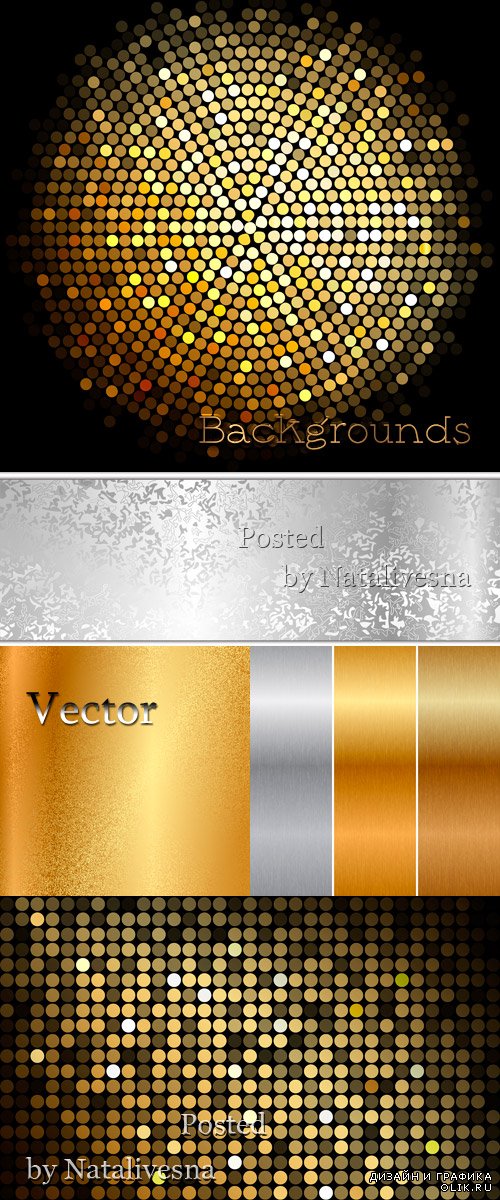 Фоны в Векторе с декоративными элементами в Чёрно – золотом варианте