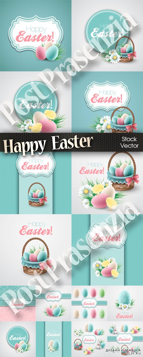 Easter cards, painted eggs, baskets, flowers - Пасхальные открытки, крашенные яйца,корзинки,цветы