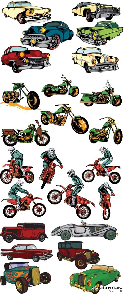 Cars and Bikes Vector Set
