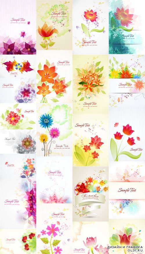 24 Vector Floral illustrations Set 2