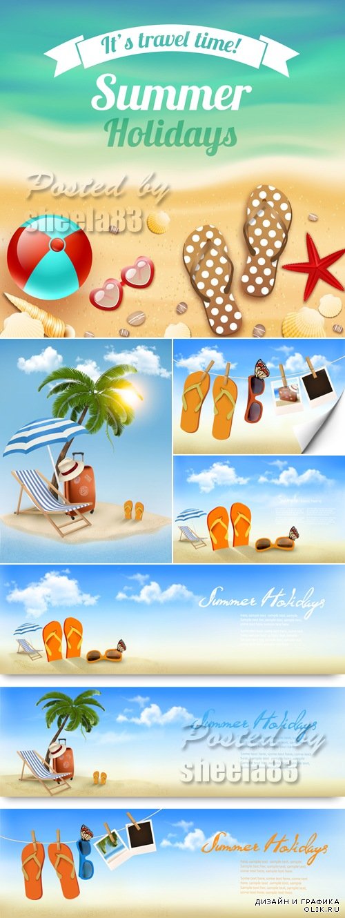 Summer Tropical Vacation Backgrounds Vector
