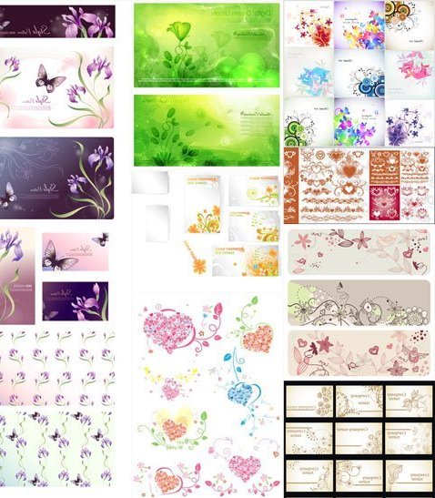 Весенние цветочные открытки в векторном формате
