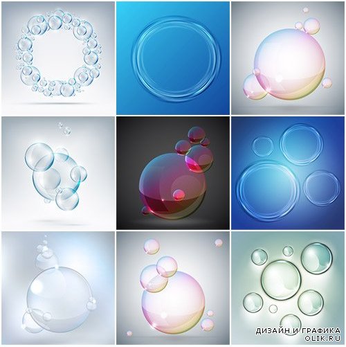 Разноцветные фоны с пузырями в векторе