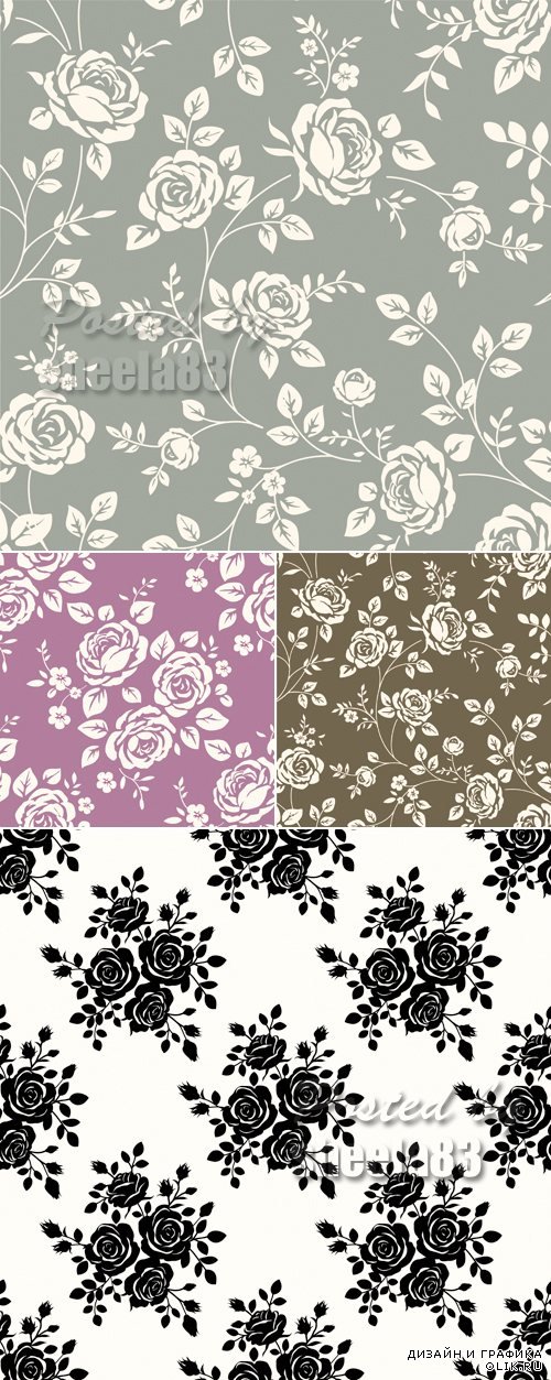 Roses Patterns Vector