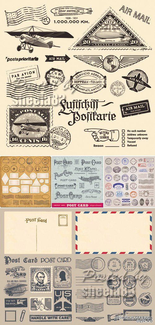 Post Cards & Postage Stamps Vector