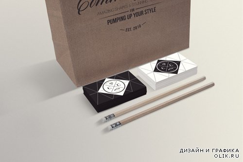 Paper Bag and Business Cards Mock up PSD