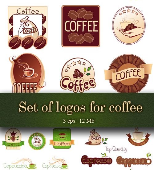 Векторные наборы логотипов для кофе