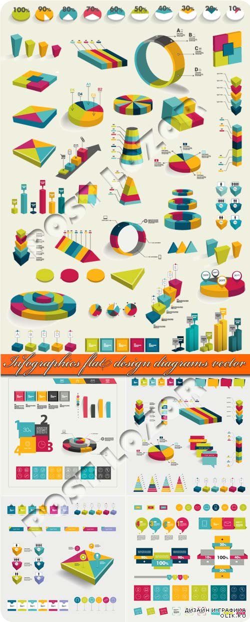 Инфографики и диаграммы | Infographic flat design diagrams vector