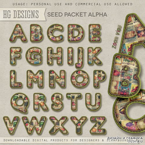 Scrap Set - Vintage Seed Alphabet