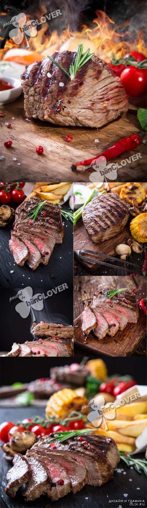 Grilled meat on wooden table 0579